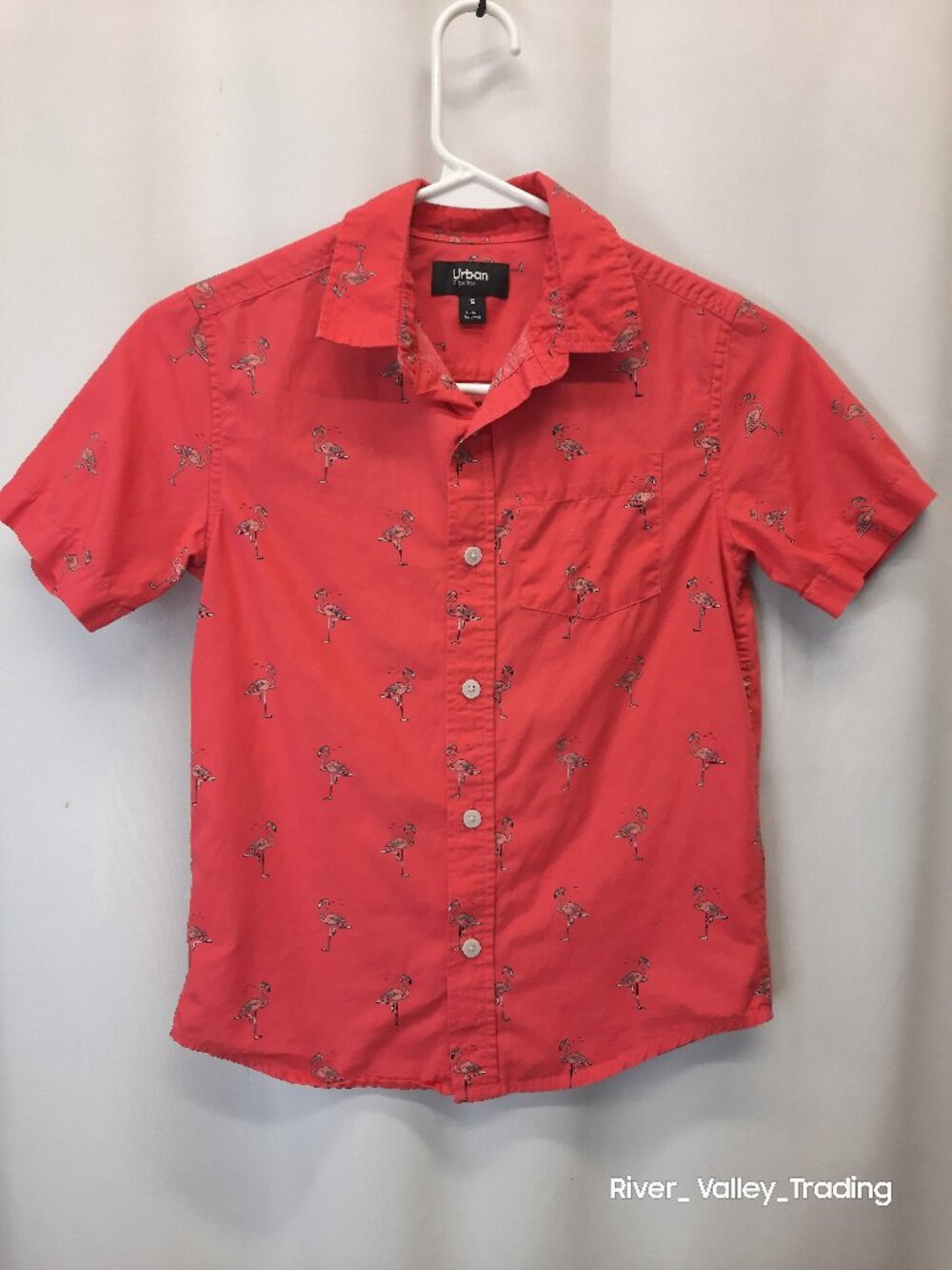 Urban Pipeline Boys Small Flamingo Print Button-Down Shirt Casual Preppy Animal